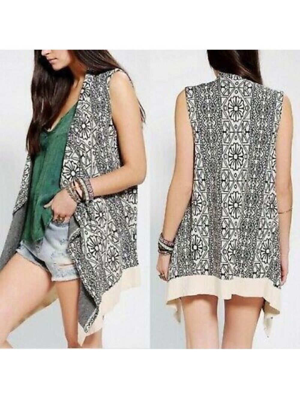 UO Ecote Longline Drape Knit Vest